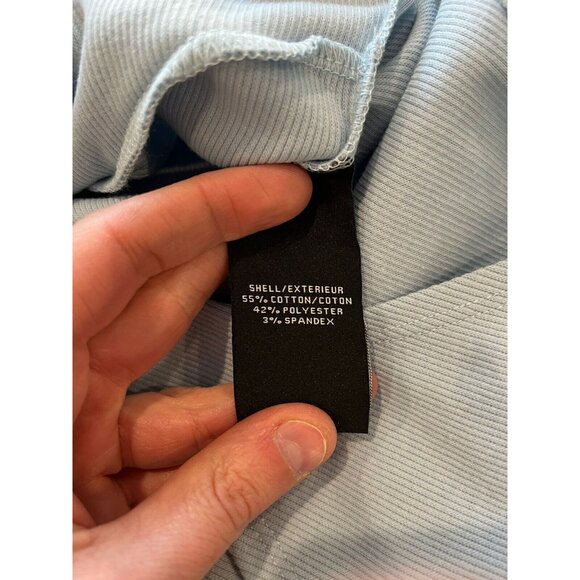 NWT 7 For All Mankind Baby Blue Long Sleeve Bodysuit Womens Size Medium - Picture 7 of 9